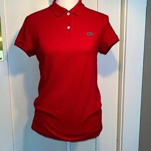 Lacoste Izod Womens Classic Fit Size 38 Red, 2 Button Mod Punk Retro Preppy